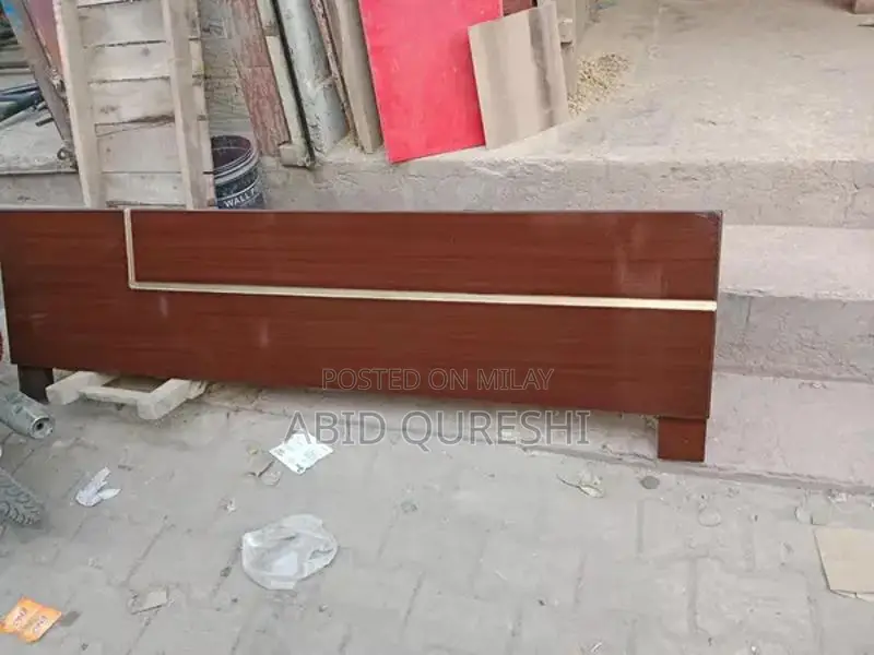 King Size Kikar Wood Double Bed with Glass Polish