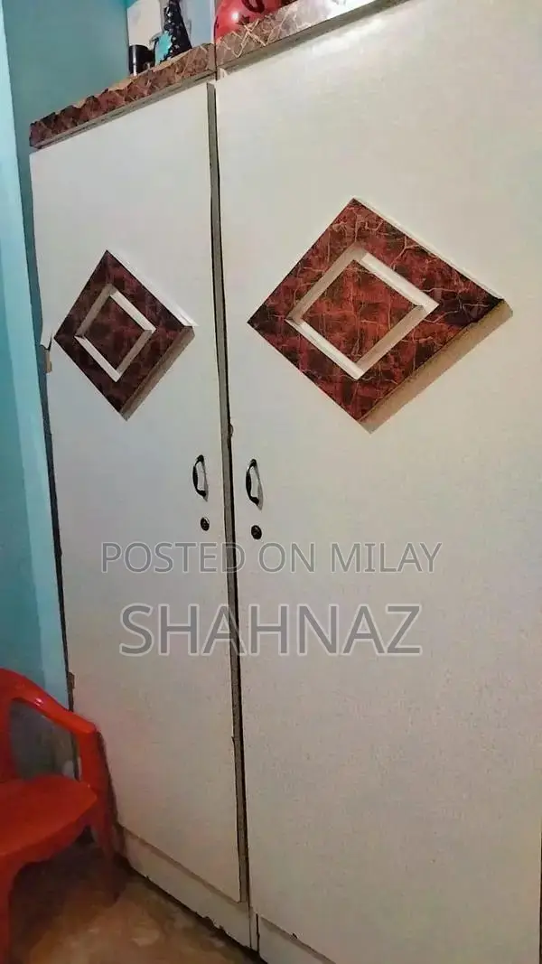 Wooden King Bed Wardrobe Room Divider Furniture Piece