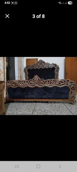 King Size Wooden Bed with Side Tables and Dressing Table