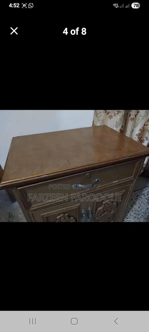 King Size Wooden Bed with Side Tables and Dressing Table