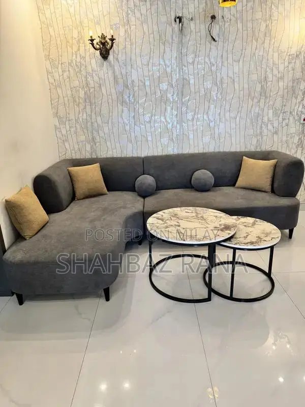 L-Shaped 6-Seater Sofa with Integrated Table