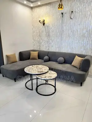 L-Shaped 6-Seater Sofa with Integrated Table