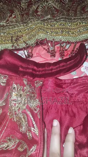 Women's Maroon Lahanga Kurti Set with Dupatta and Gotta Karhai