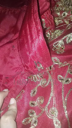 Women's Maroon Lahanga Kurti Set with Dupatta and Gotta Karhai