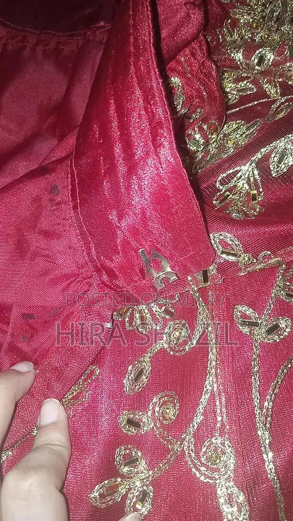 Women's Maroon Lahanga Kurti Set with Dupatta and Gotta Karhai