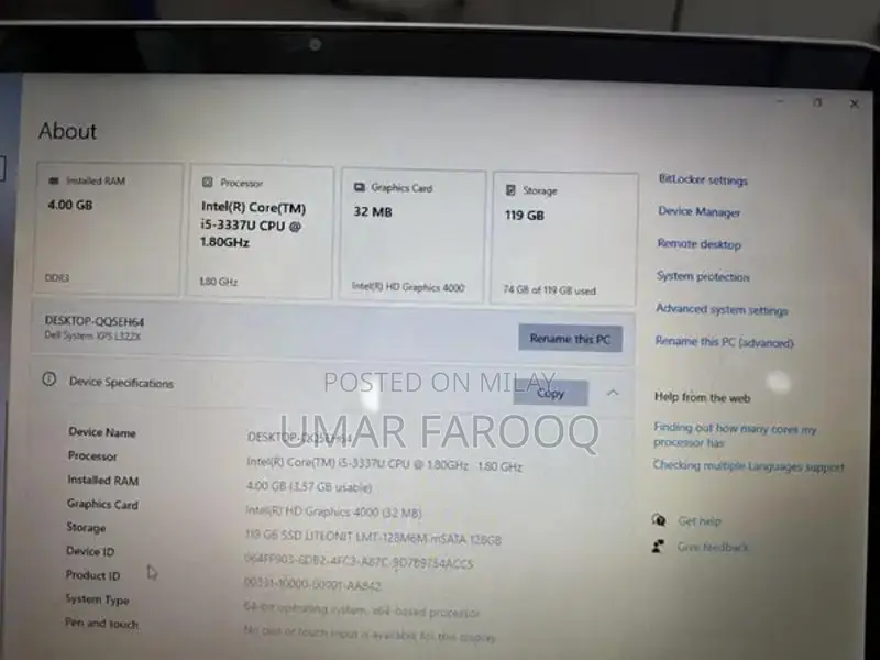 Used Core i5 Laptop with 4GB RAM and 200GB Storage