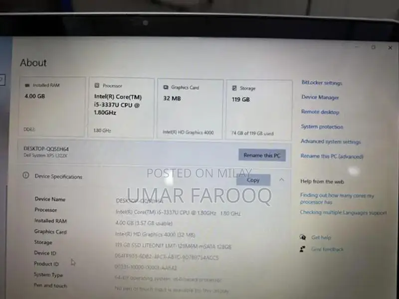 Used Core i5 Laptop with 4GB RAM and 200GB Storage