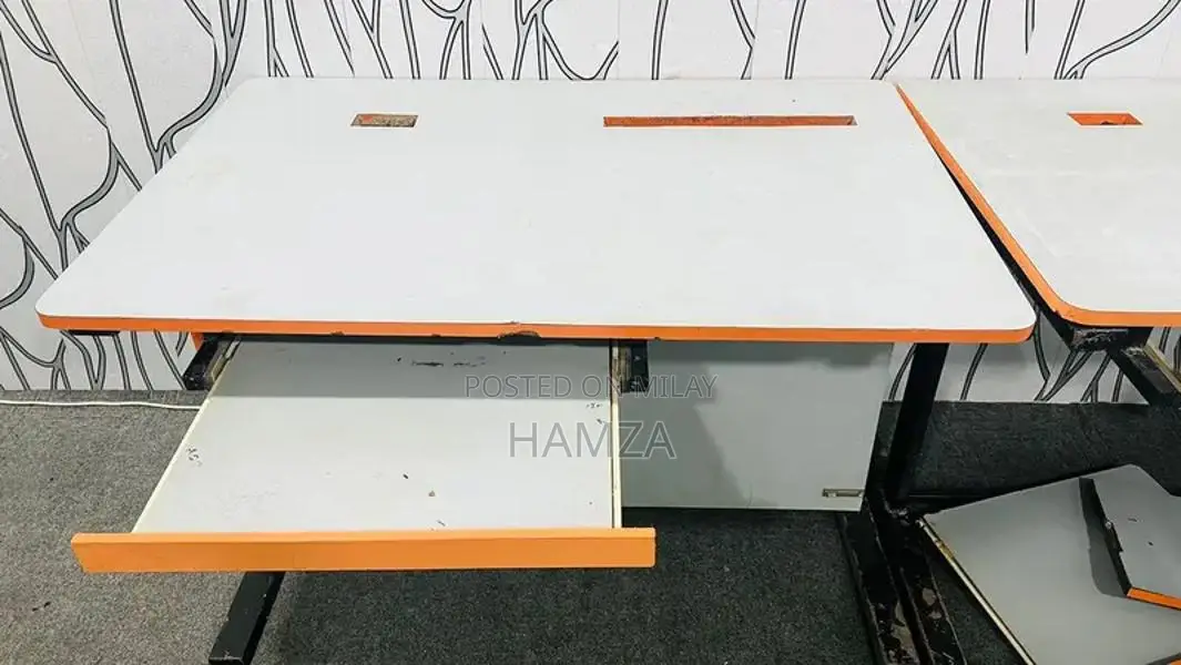 Modern Wood and Steel Monitor Counter Table