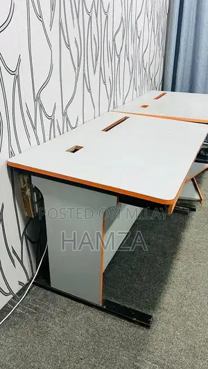 Modern Wood and Steel Monitor Counter Table