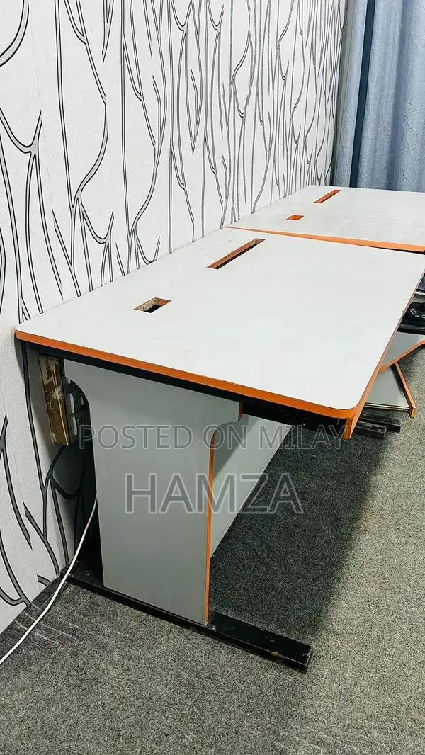 Modern Wood and Steel Monitor Counter Table