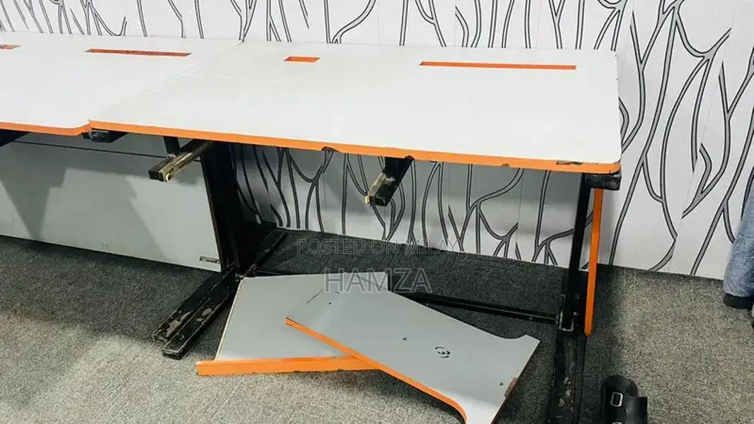 Modern Wood and Steel Monitor Counter Table