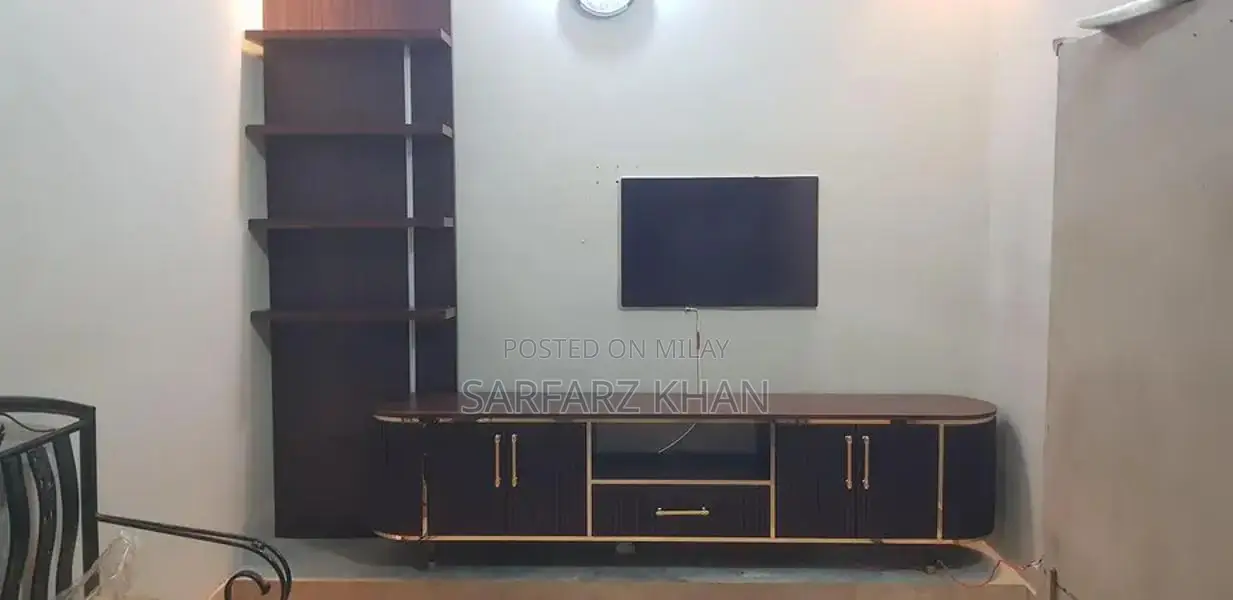 LCD Wall Shelf with Golden Line and LED Warm Light