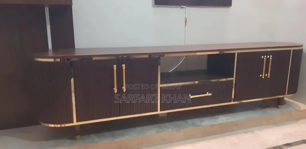 LCD Wall Shelf with Golden Line and LED Warm Light