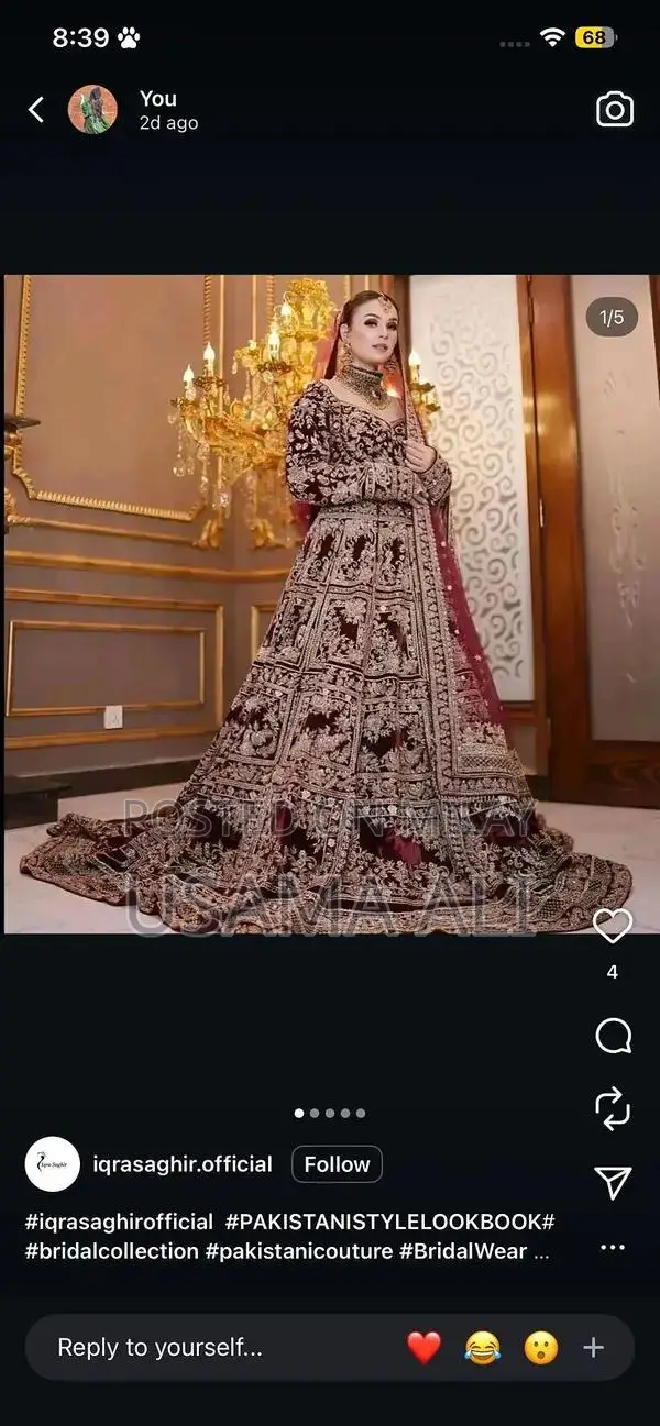 Elegant Velvet Bridal Lehnga with Full Hand Embroidery - Blood Red