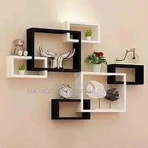 Photo - Modern MDF Wall Shelves in Black and White
