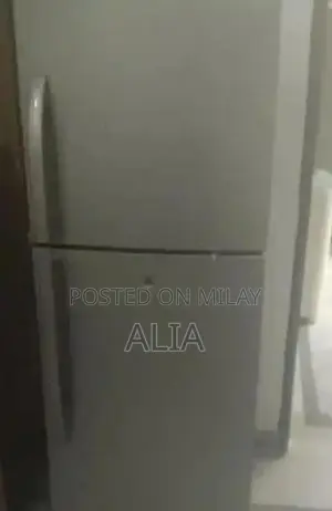 Photo - Gray 2-Door Refrigerator - Medium Size Home Appliance