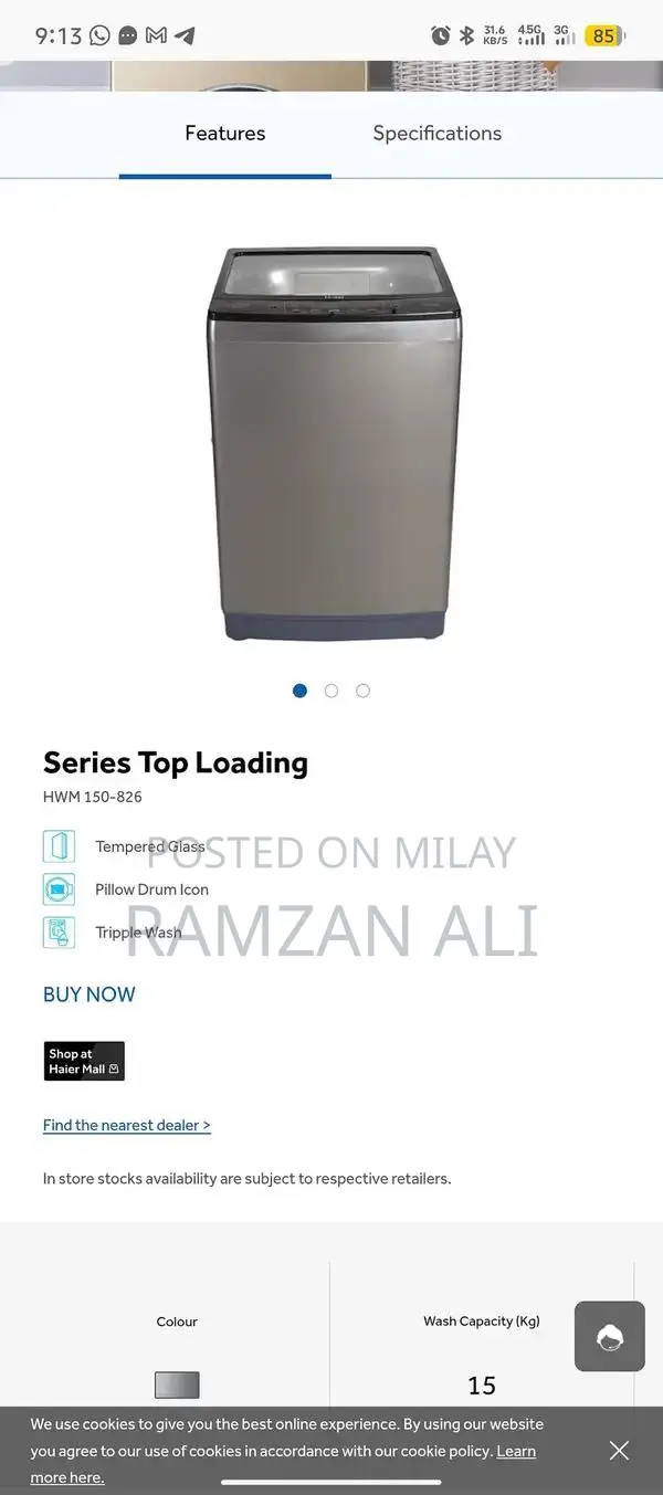 Haier 15kg Washing and Dryer Machine