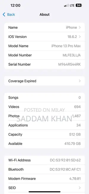 Apple iPhone 13 Pro Max 512GB PTA Approved Flagship Smartphone