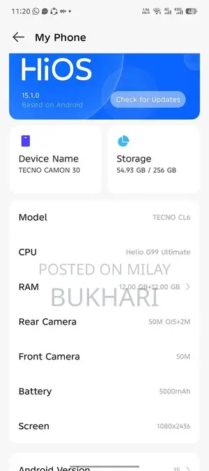 Camon Smartphone 12/256GB Storage Dual SIM Device