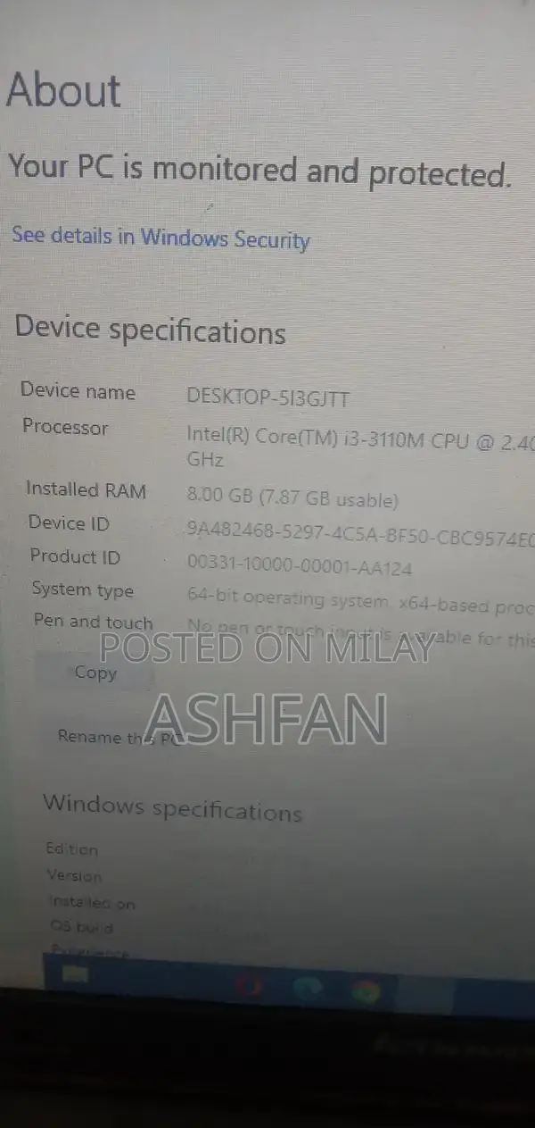 Laptop with 8GB RAM and 320GB Storage