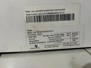 Haier 1.5 Ton Inverter Split AC Indoor Unit T3