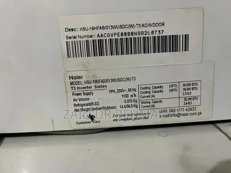 Haier 1.5 Ton Inverter Split AC Indoor Unit T3
