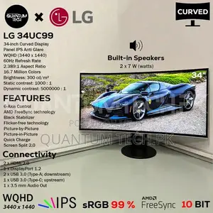 LG 34-inch Curved Ultra-Wide Gaming Monitor WQHD IPS
