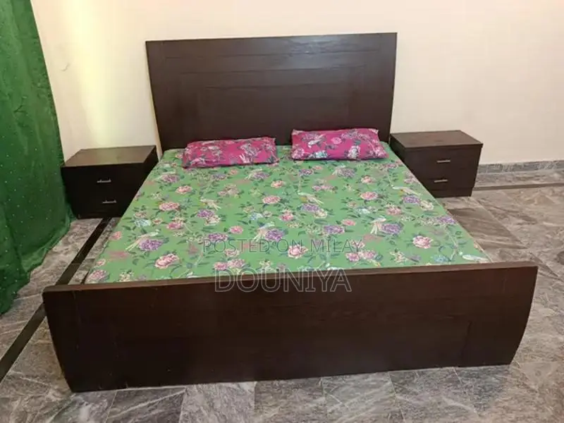 Modern King Bed Frame with Matching Side Tables