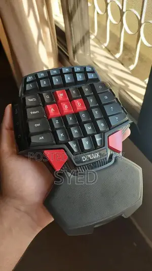 Photo - One-Handed Compact Gaming Keyboard with Blue Lighting