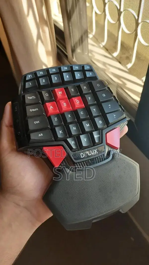 One-Handed Compact Gaming Keyboard with Blue Lighting