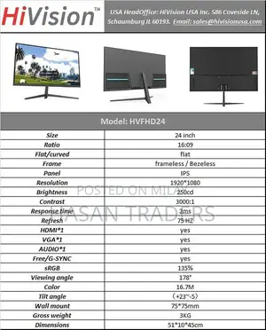 Photo - 24-Inch FHD LED Monitor - VGA HDMI Compatible Computer Display