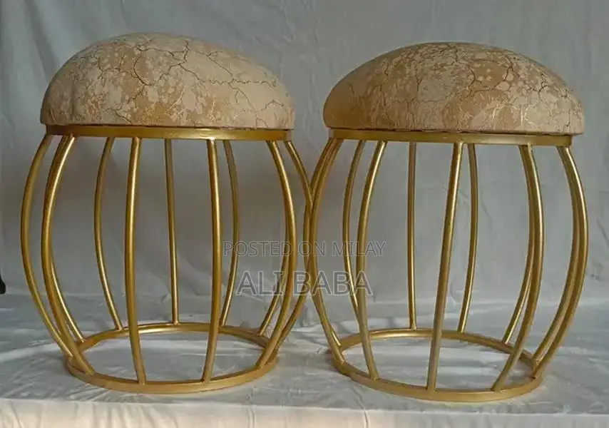 Modern 2-Piece Stool Set with Fabric Upholstery