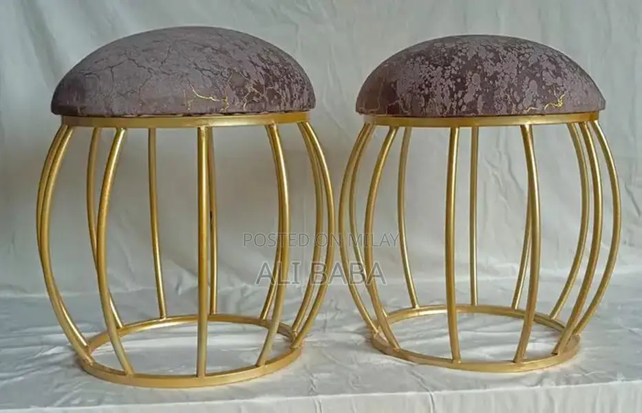 Modern 2-Piece Stool Set with Fabric Upholstery