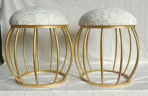 Modern 2-Piece Stool Set with Fabric Upholstery