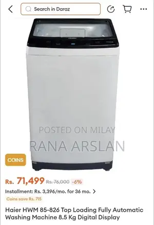 Haier Fully Automatic Washing Machine - HWM 85-826 Model