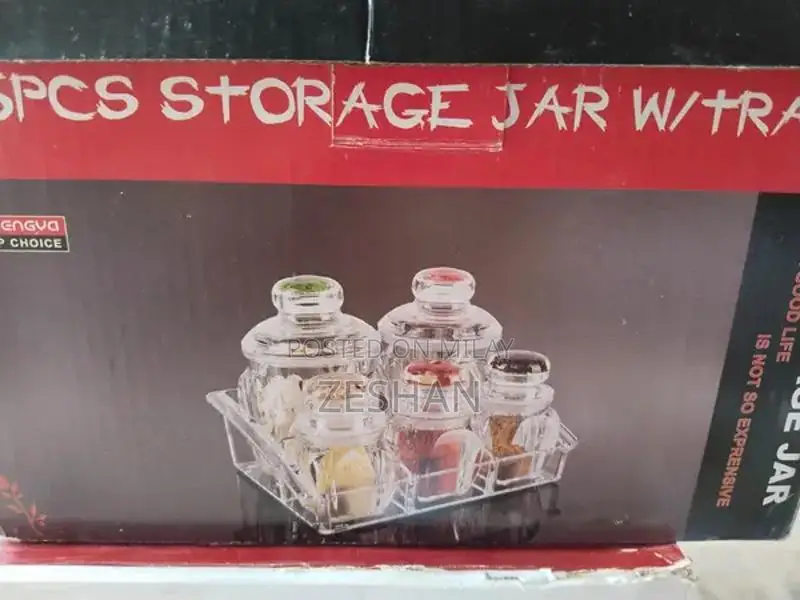 5-Piece Acrylic Spice Jar Set with Serving Tray and Spoon