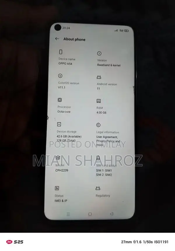 Oppo A54 Smartphone - 4GB RAM, 128GB Storage