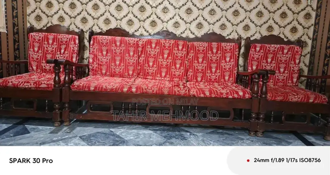 Chunyoti Wood 5 Seater Sofa in Original Brown Finish