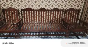 Chunyoti Wood 5 Seater Sofa in Original Brown Finish