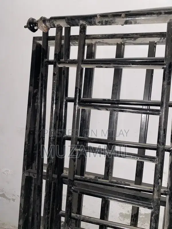 Black King Size Iron Bed Frame with Full Cage and Fittings