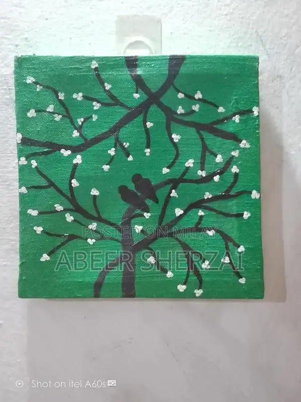 Original Painting: Birds and Tree Landscape Artwork