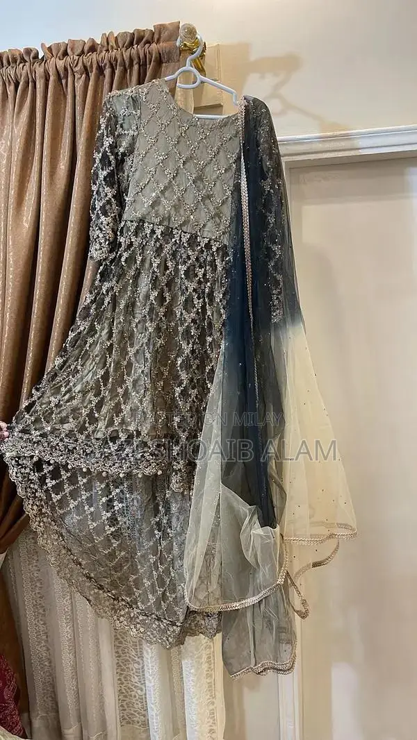 Elegant Net Silk Shalwar Kameez 3-Piece Set - Small Size Traditional A