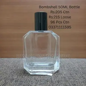 50ml Perfume Glass Bottle with Black Cap and Pump