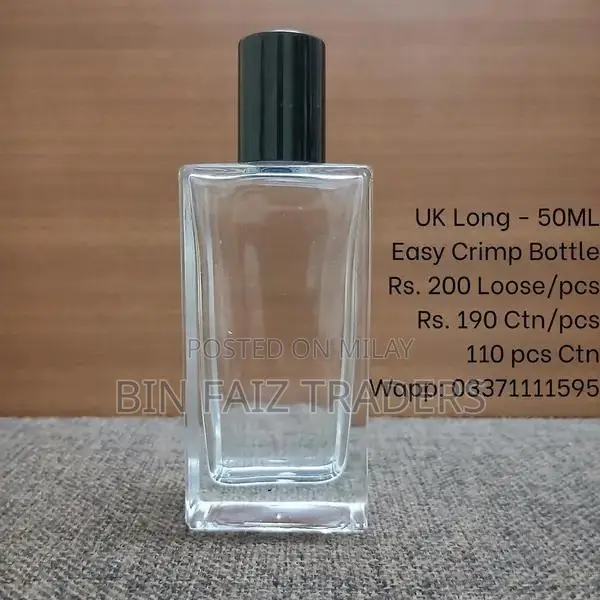 50ml Perfume Glass Bottle with Black Cap and Pump