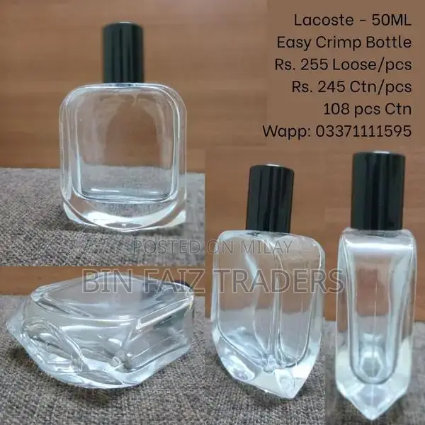 50ml Perfume Glass Bottle with Black Cap and Pump