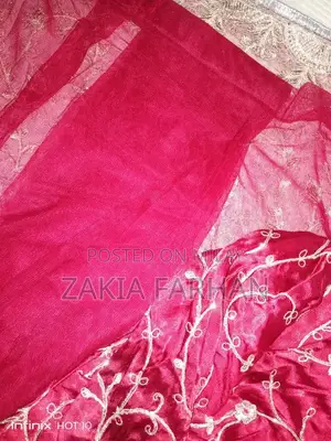 Cherry Maron Net Embroidery Saree with Full Hand Work