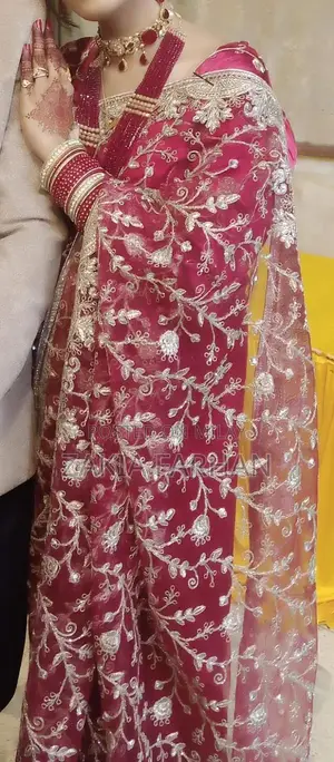 Cherry Maron Net Embroidery Saree with Full Hand Work