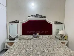 King Size Bed Frame - Golden White and Black Design