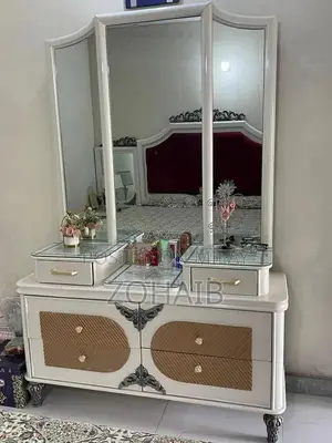 King Size Bed Frame - Golden White and Black Design