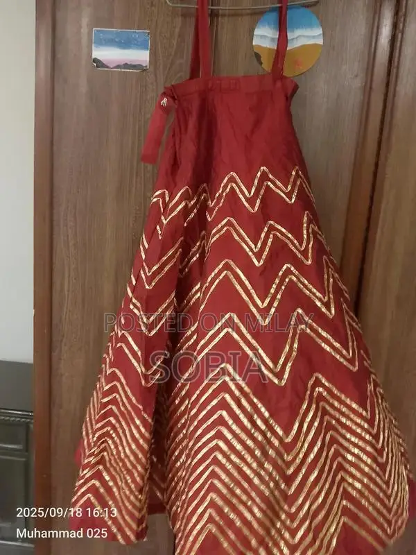 Elegant Gota Work Lehenga with Dupatta in Medium Size Rao Silk